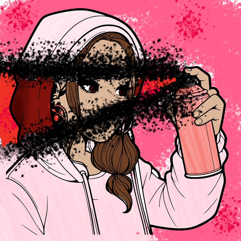 a realistic girl, spray painting