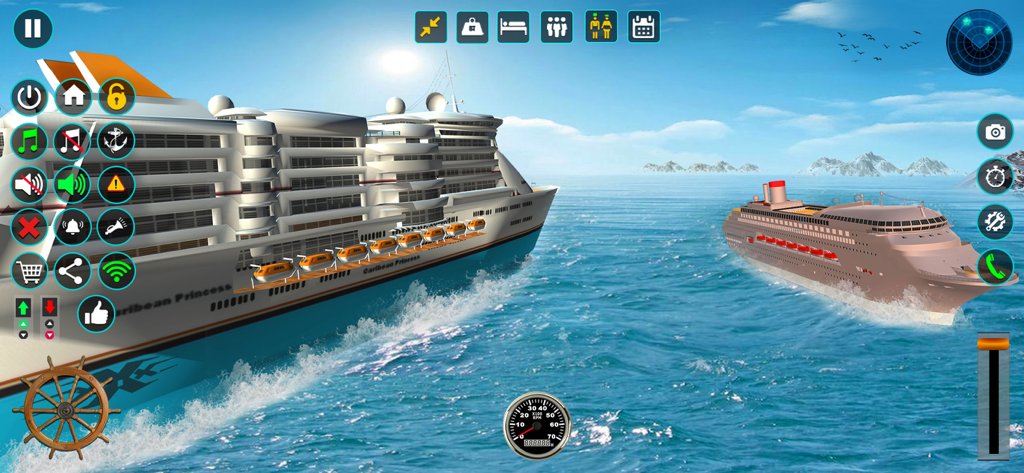 Cruise Ship Simulator Big Boat - Jugabilidad del Simulador de Cruceros Big Boat mostrando un gran crucero en el océano