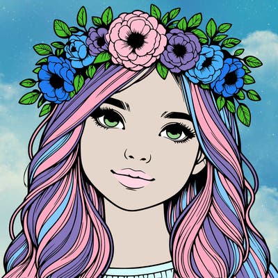realistic girl with flower crown