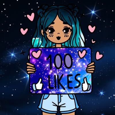 girl holding a sign saying 100 likes