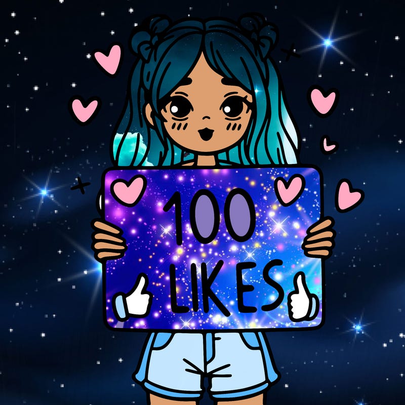 girl holding a sign saying 100 likes