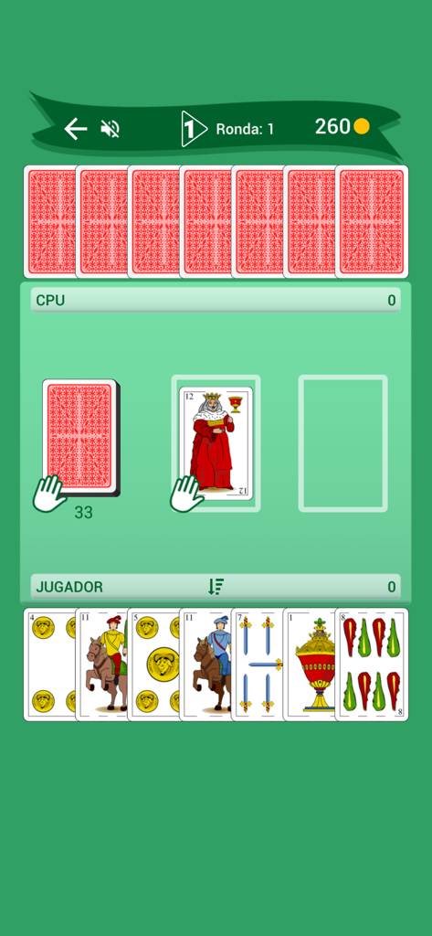 Chinchón: Card Game - Una ronda del juego de cartas Chinchon en móvil con una baraja española tradicional