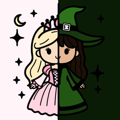 split princess and witch