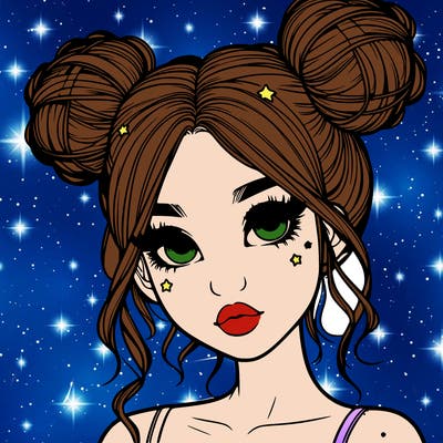 realistic girl with space buns