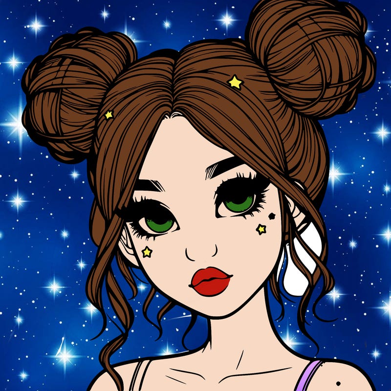 realistic girl with space buns