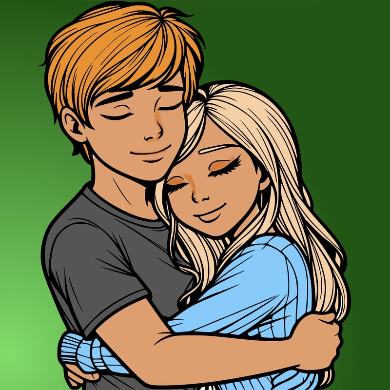 realistic guy and realistic girl hugging