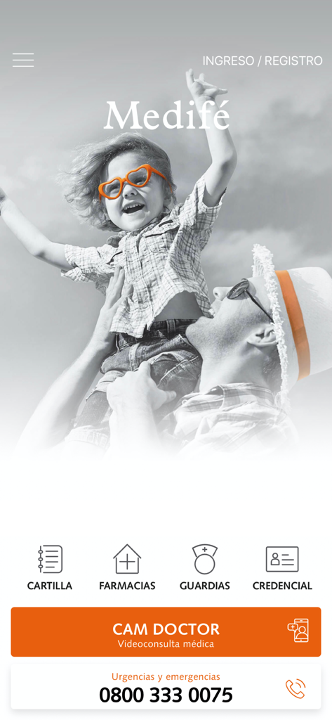 Pantalla de inicio de Medifé Móvil mostrando servicios de telemedicina y seguro de salud digital