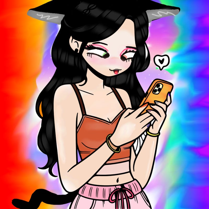 girl with crop top texting on her phone