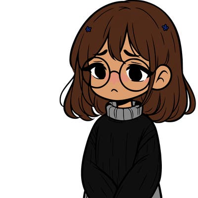 sad girl with glasses in a sweater