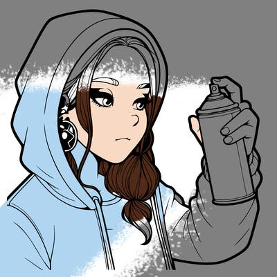 a realistic girl, spray painting