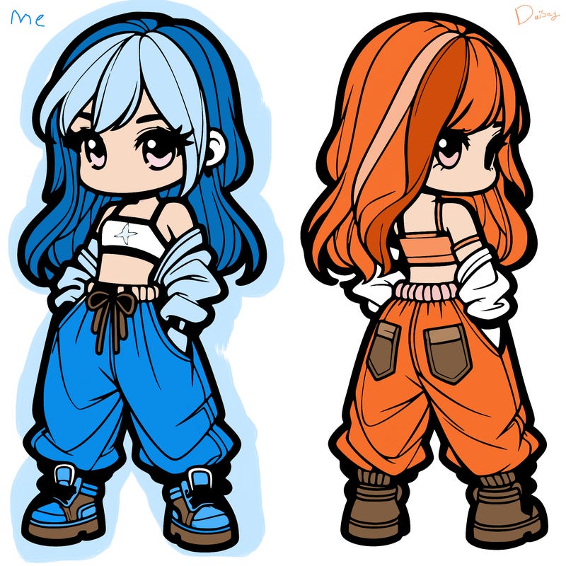 girl in crop top and baggy pants