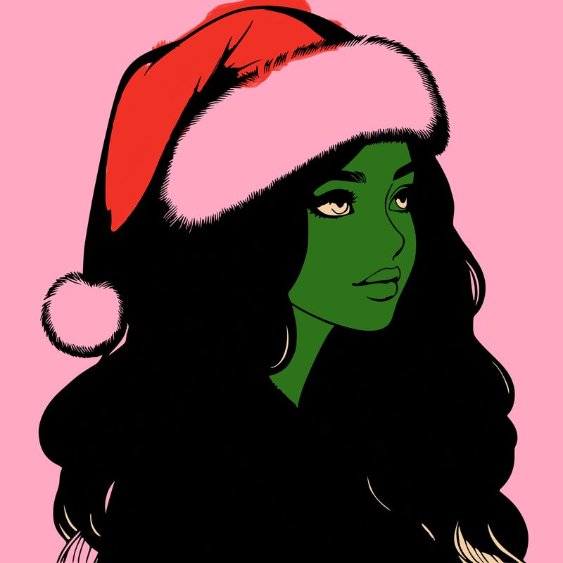 realistic girl in santa hat