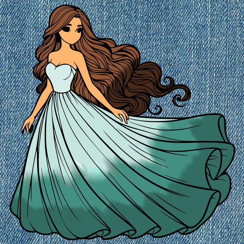 realistic woman with long flowing dress