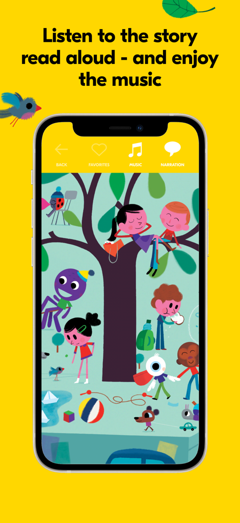 PIBOCO: kids books and stories - Colorful illustration from a digital children story book with narration and music controls in the PIBOCO app