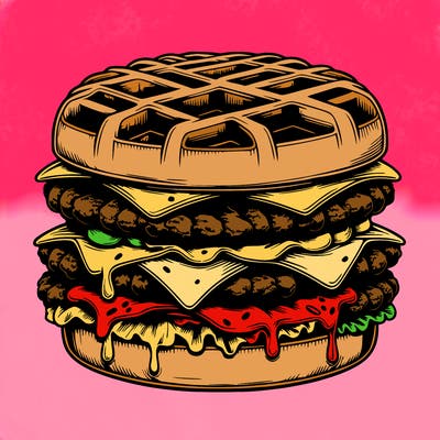 realistic waffle burger