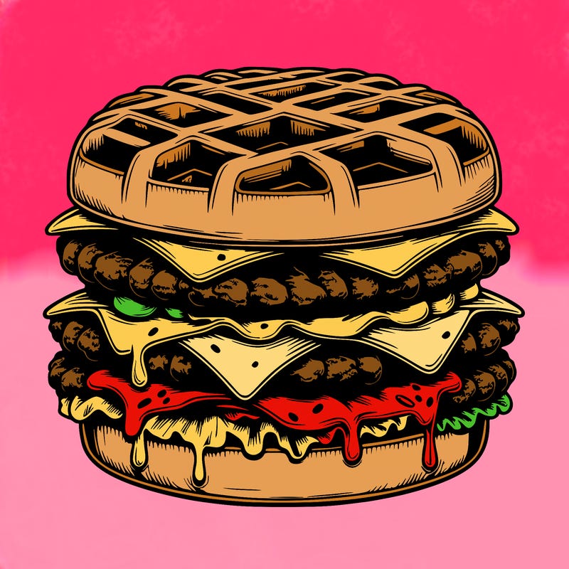realistic waffle burger