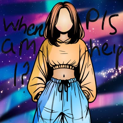 realistic girl faceless with baggy pants and a crop top