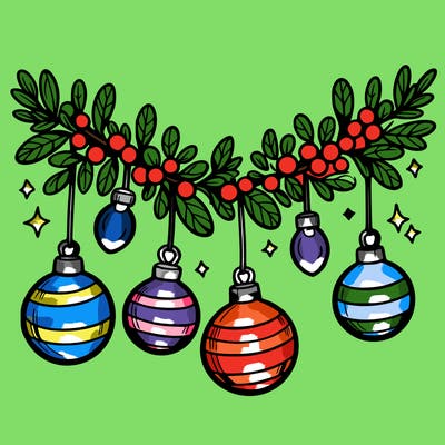 christmas garland with big bulbs