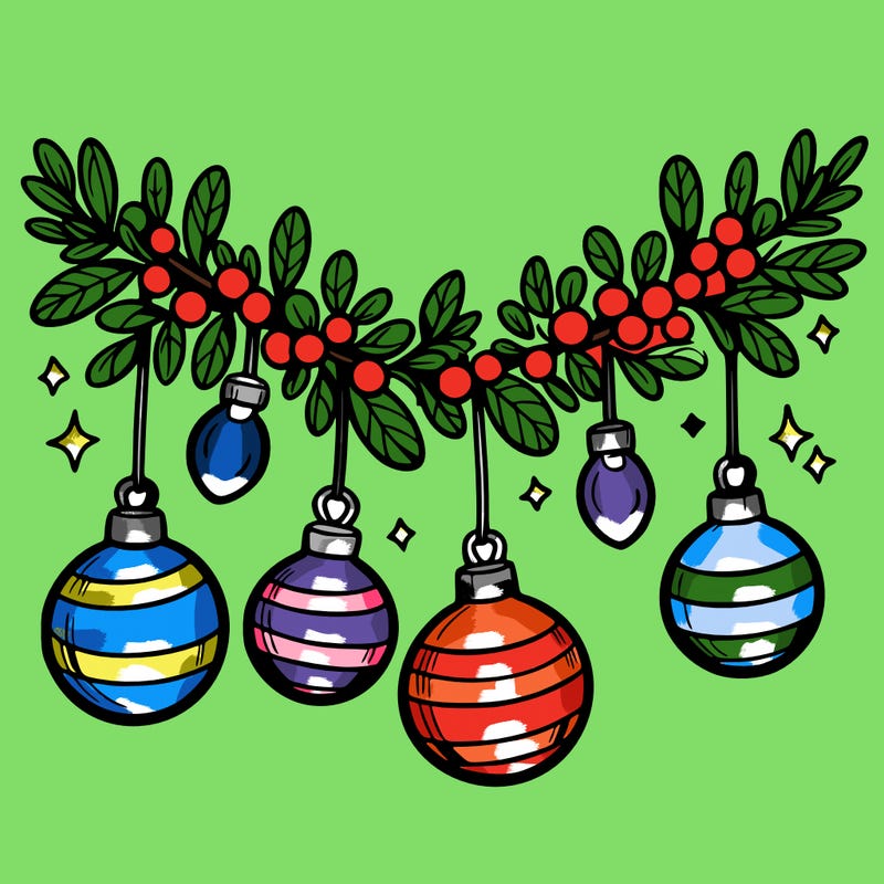 christmas garland with big bulbs