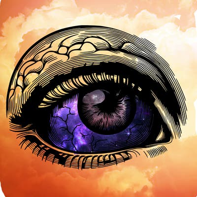 realistic human eye in the head