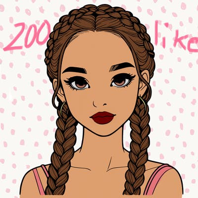 realistic girl with braids