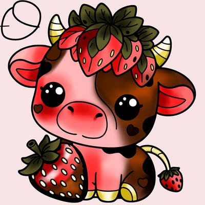cute strawberry cow