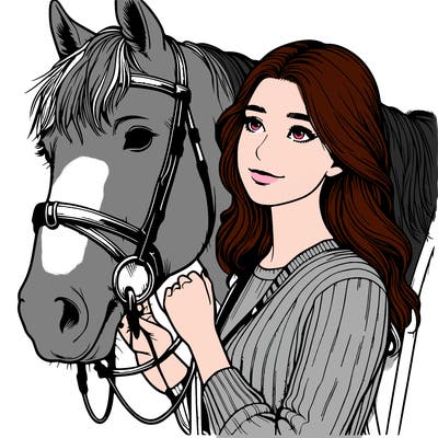 realistic girl with horse