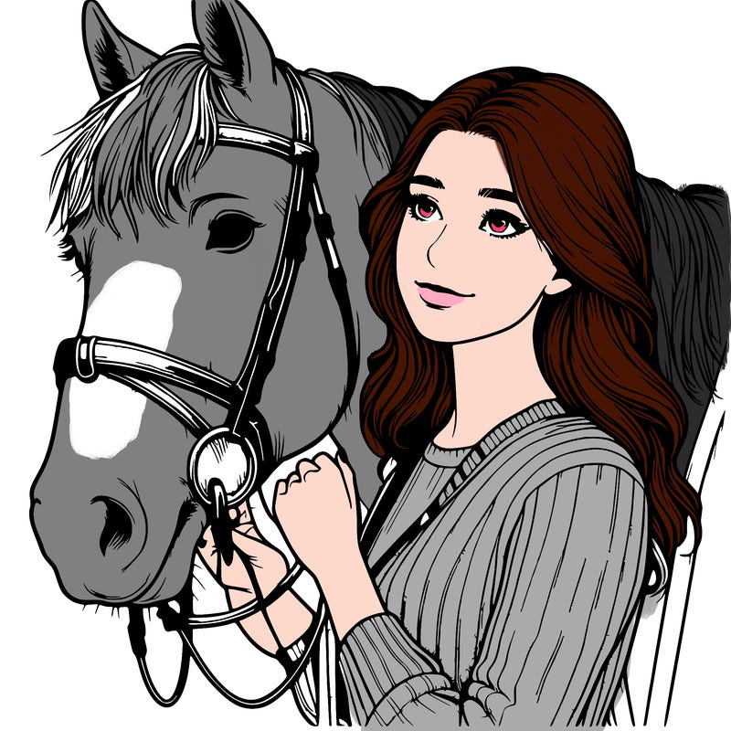 realistic girl with horse