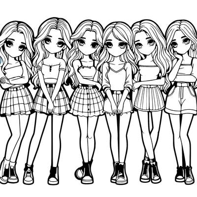 a group of girls realistic