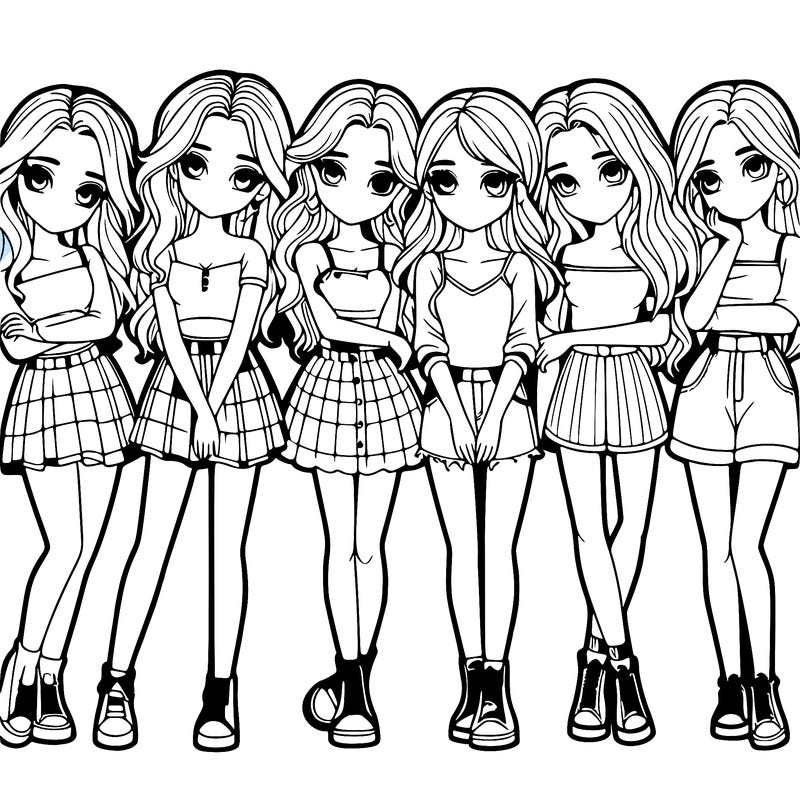 a group of girls realistic