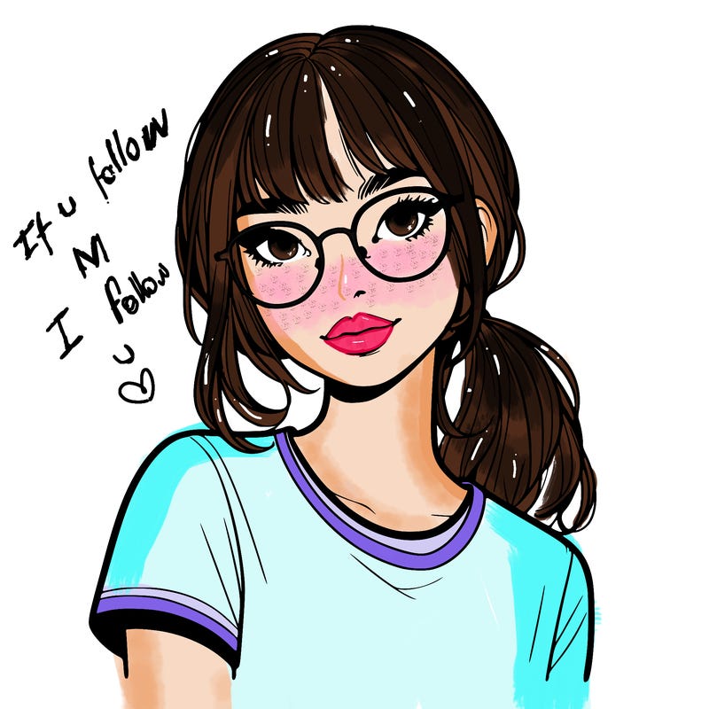 realistic girl with freckles and clear glasses