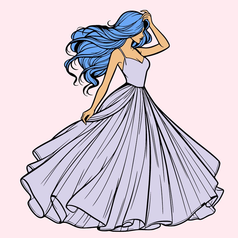 realistic woman with dress flowing in the wind