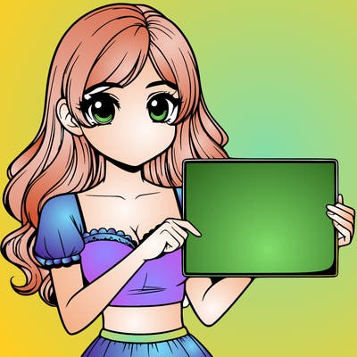 realistic pretty girl holding blank sign