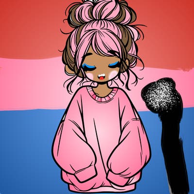 girl with baggy sweatshirt and messy bun