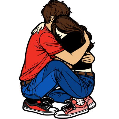 couple hugging realistic