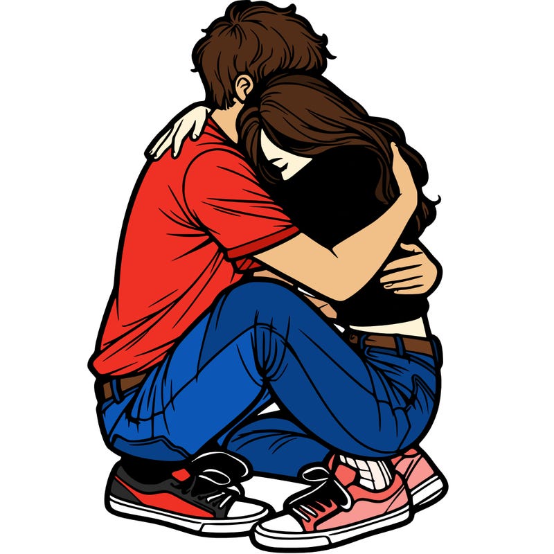 couple hugging realistic