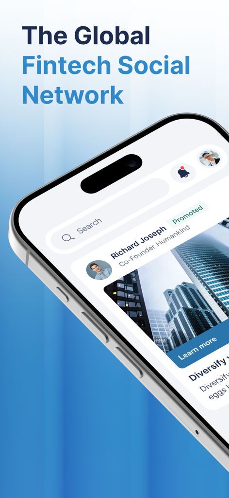 UCapital - Smartphone screen displaying the UCapital fintech social network app interface.