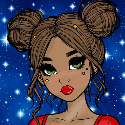 realistic girl with space buns
