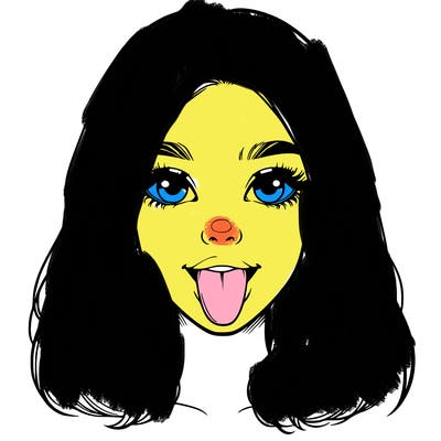 realistic girl with her tongue out