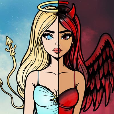 devil vs angel realistic girl