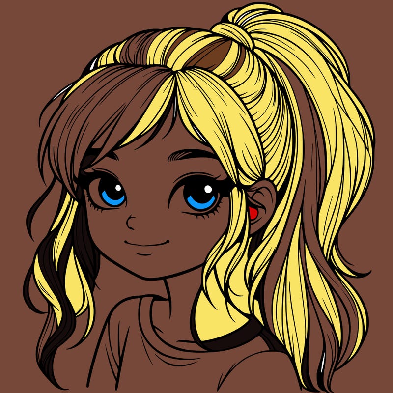 realistic girl with ponytail