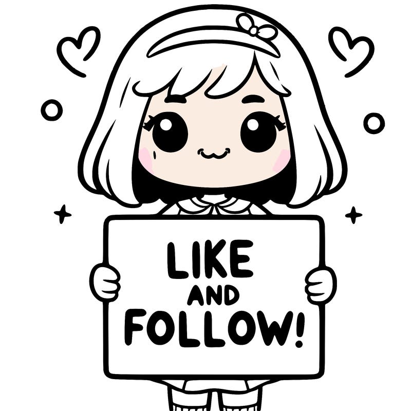 a girl holding a sign that says like and follow!