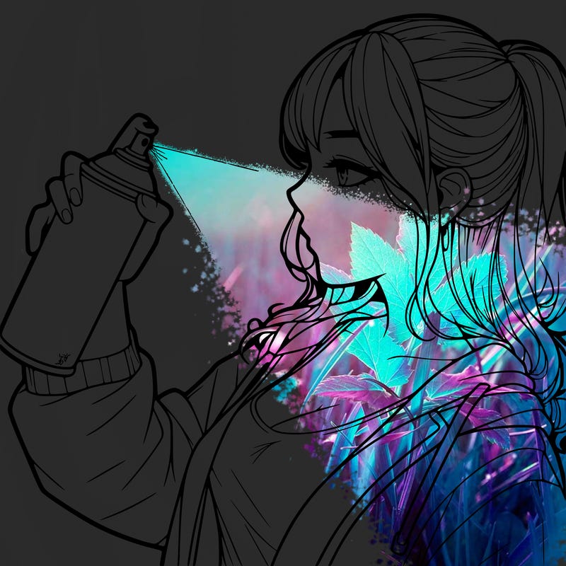 a realistic girl spray, painting