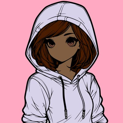 realistic girl with hoodie