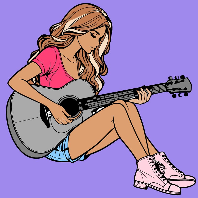 realistic woman play guitar