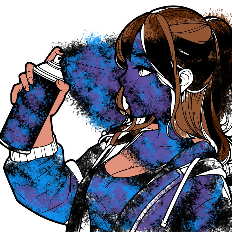 a realistic girl spray, painting