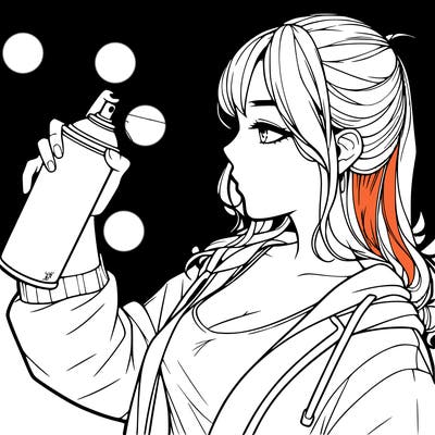 a realistic girl spray, painting