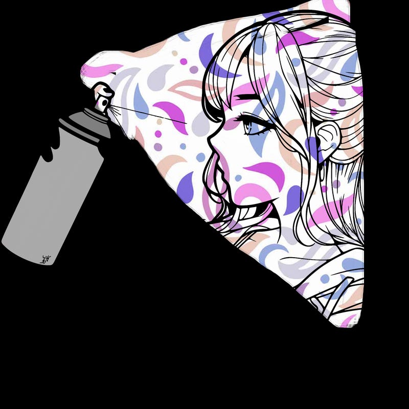 a realistic girl spray, painting
