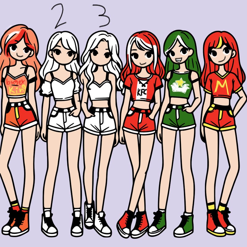 a group of girls wearing crop tops and shorts