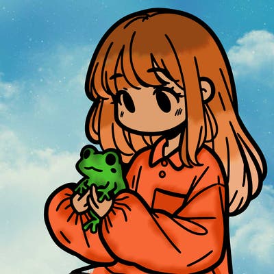 girl with long hair and a oversized shirt. and she is holding a frog